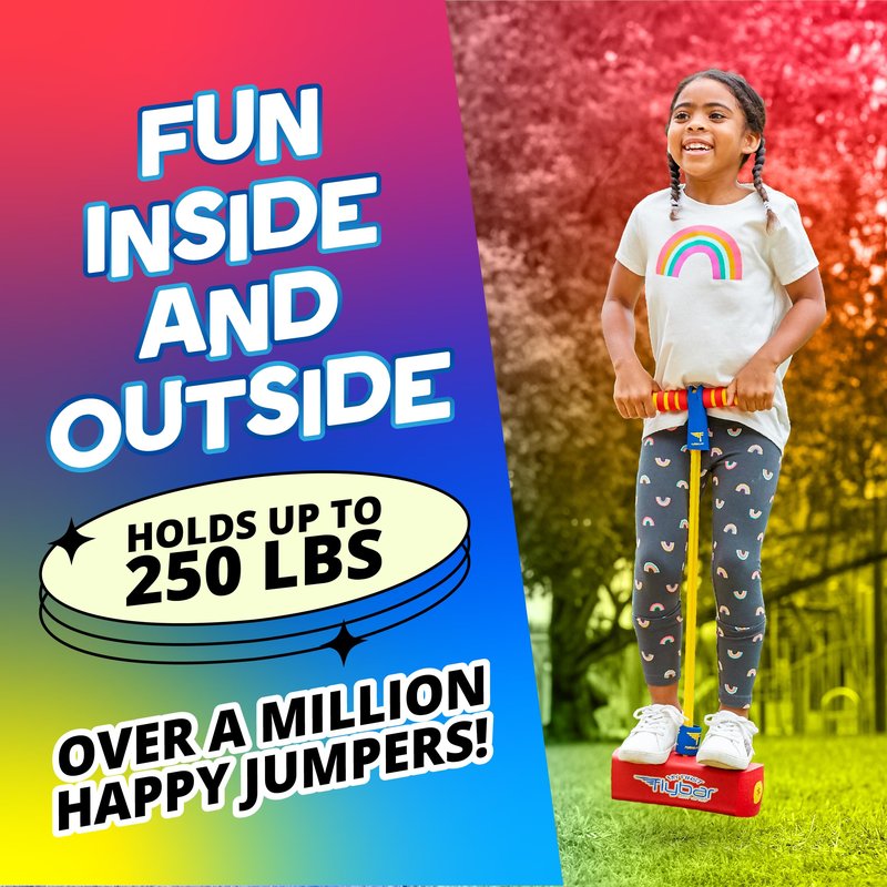 Flybar My First Foam Pogo Jumper for Kids Fun and Safe Pogo Stick for Toddlers, Durable Foam and Bungee Jumper for Ages 3 and up, Supports up to 250lbs (Red)