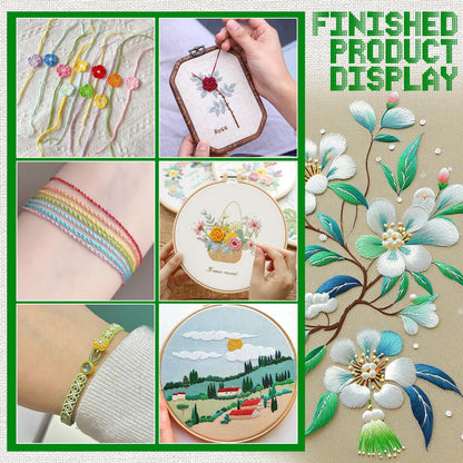 Dercuy 25 Skeins Green Series Cross Floss Stitch Thread, 8m Cotton Embroidery Floss Set with Plastic Bobbins & Needle