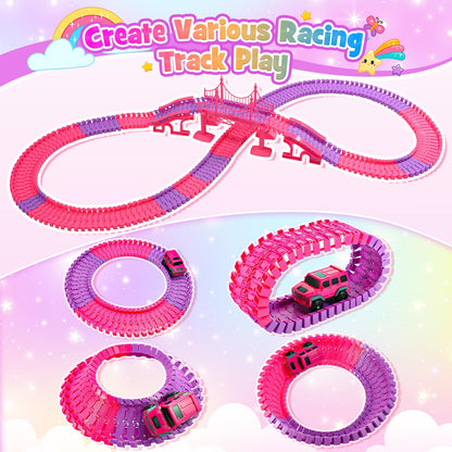 Tragik Track Toys for 3-6 Year Olds, Princess Construction Toys for 3-6 Year Old Girls - Race Tracks & Cars Gift Set