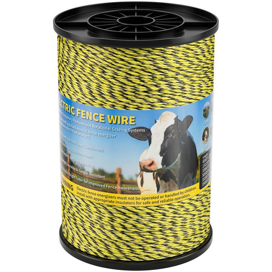 HOKINETY Electric Fence Wire 3366Ft 1026M- 6 Stainless Steel Strands Polywire for Reliable Conductivity - Electric Fence Poly Wire for Portable Livestock Fencing