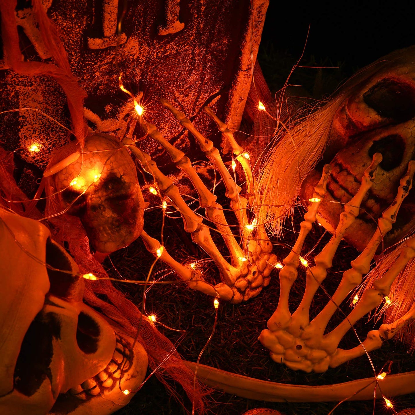 BrizLabs Orange Halloween Lights, 19.47ft 60 LED Orange Fairy Lights String, 2 Modes Battery Halloween String Light, Indoor Silver Wire Twinkle Light for Christmas Thanksgiving Party Carnival Decor