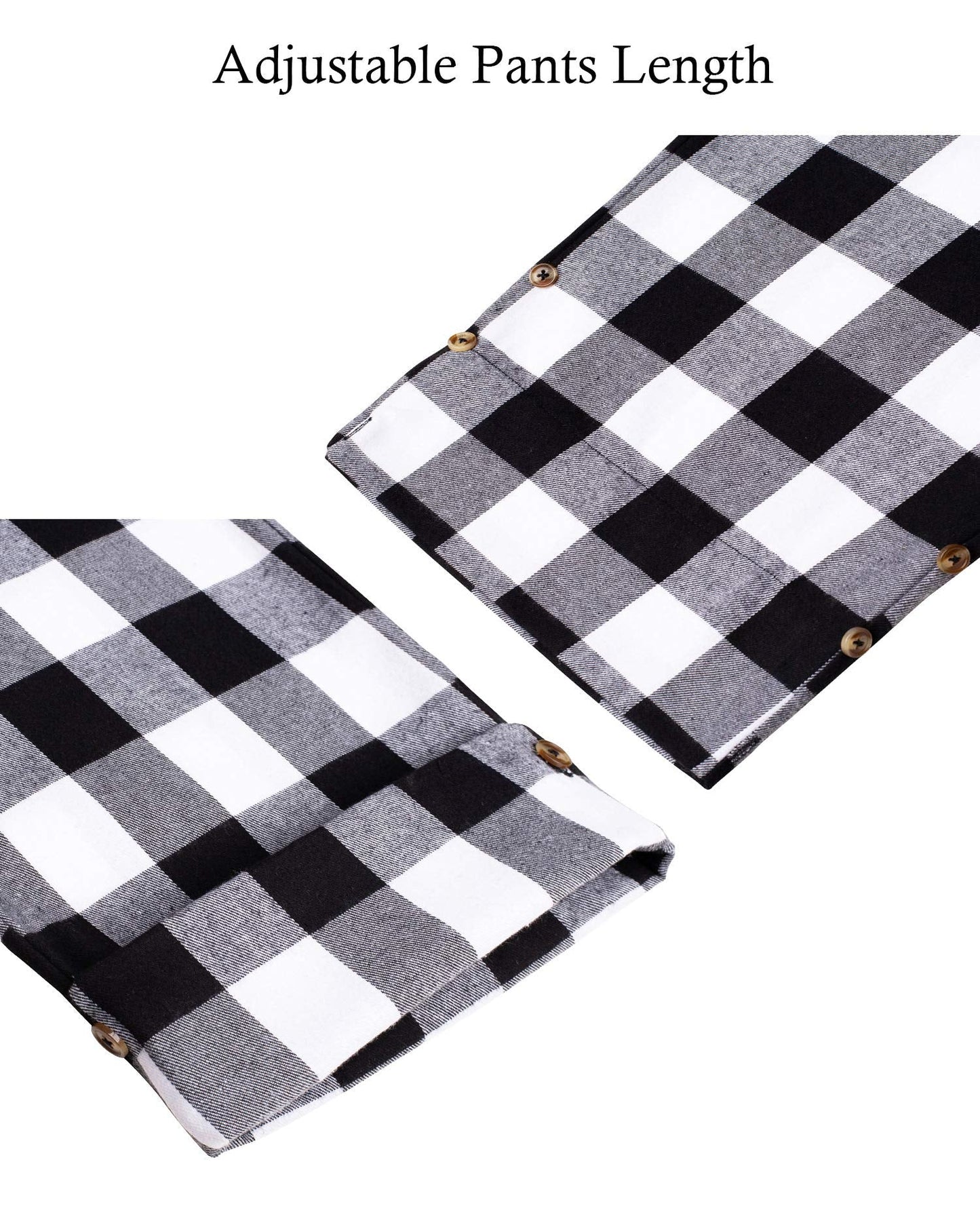 Alimens & Gentle Mens Heavyweight Flannel Plaid Pajama Pants 100% Cotton Sleep Lounge Pant White Black Medium