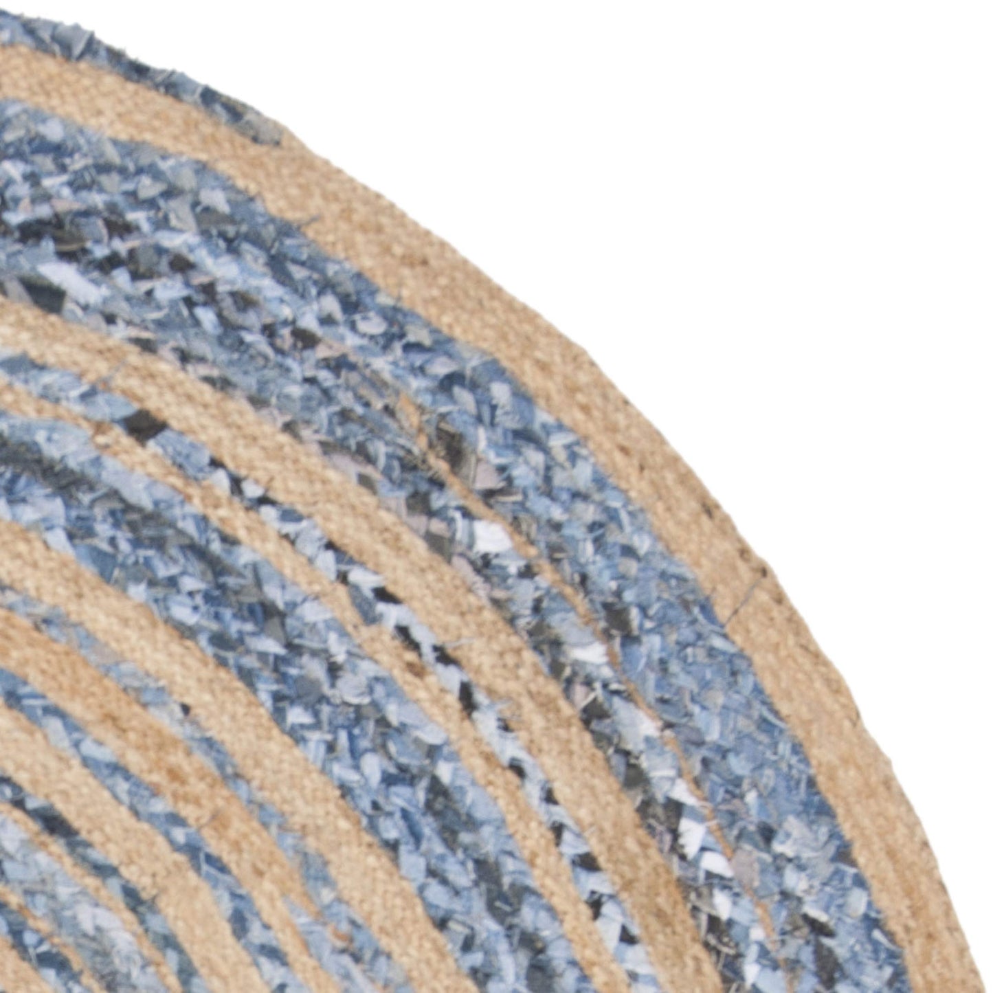 SAFAVIEH Cape Cod Collection Area Rug - 5' Round, Blue & Natural, Handmade Braided Jute & Cotton, Ideal for High Traffic Areas in Living Room, Bedroom (CAP209L)