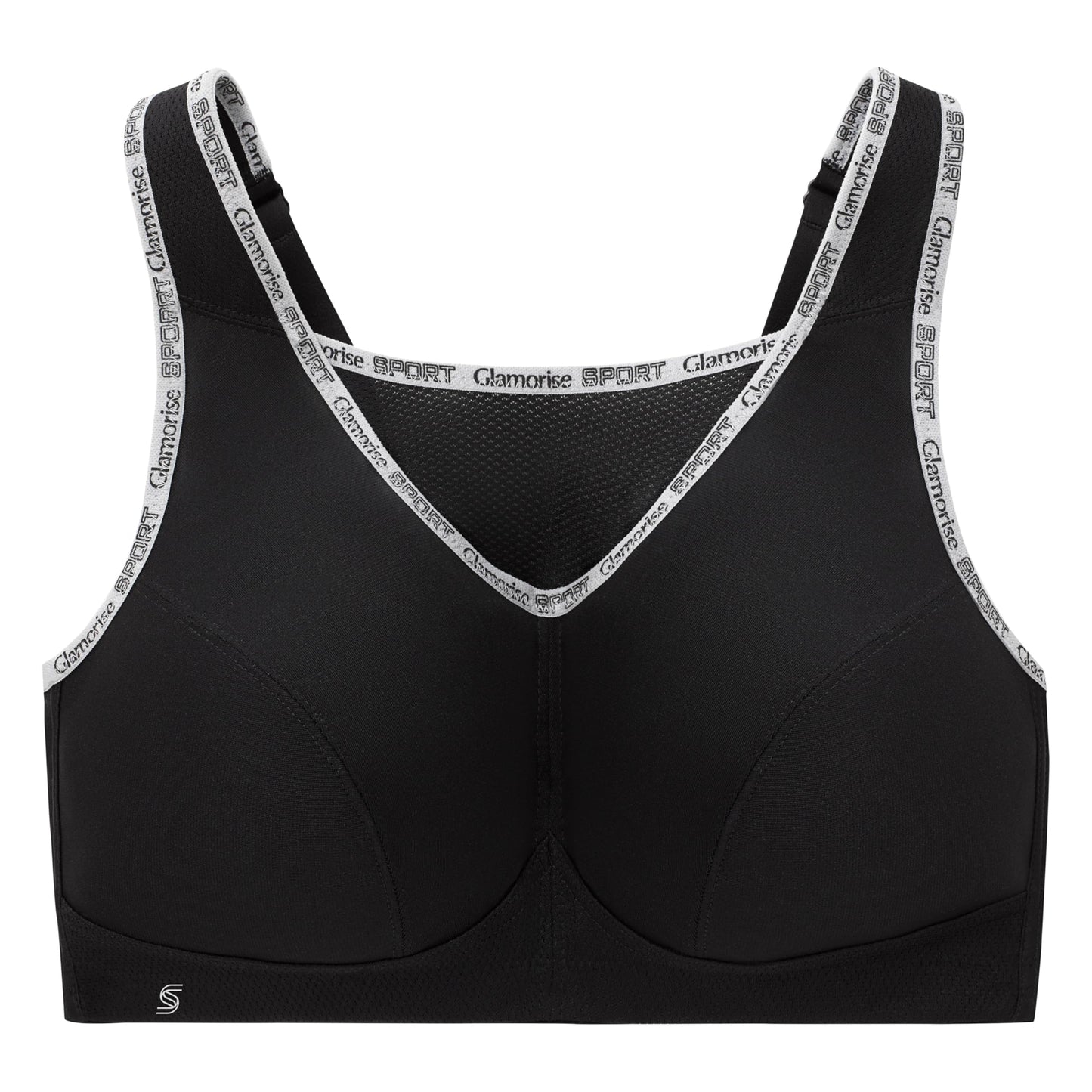 Full Figure Plus Size No-Bounce Camisole Sports Bra Wirefree #1066 Black