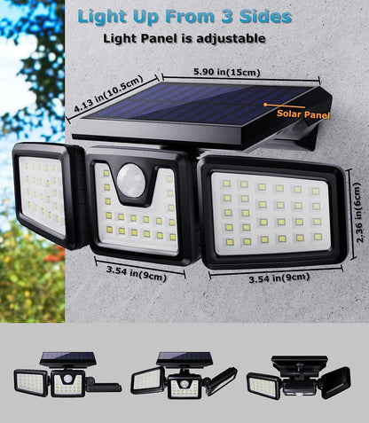 KIBTOY Solar Sensor Outdoor Bright Light Easy to Install, Security Light with 360° Wide Lighting Angle IP65 Waterproof for Front Door,Pathway,Yard,Garage