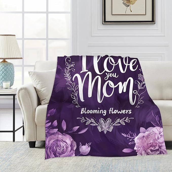 Throw Blanket, Vintage Purple Roses Throw Blankets for Adult Kids Boys Girls, for Mom Bed Couch Sofa 50x60 Inches