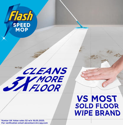 Flash Speedmop Floor Cleaner Starter Kit, Fast Easy and Hygienic (1 Handle, 8 Wet plus 16 Dry Refills), Trap and Lock Daily Dirt, Grease and Grime Without Getting Down On Your Knees