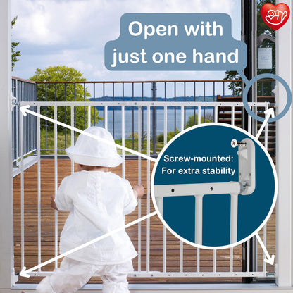 BabyDan MultiDan, 62.5-106.8 cm, Extendable Stair Gate/Baby Gate/Safety Gate, Metal, White, Made in Denmark - (Pet Gate/Dog gate)