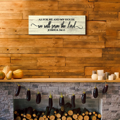 Jetec As for Me and My House We Will Serve The Lord Rustic Wooden Wall Sign Hanging Home Living Room Bedroom Wall Decor 41.6 x 16 cm White