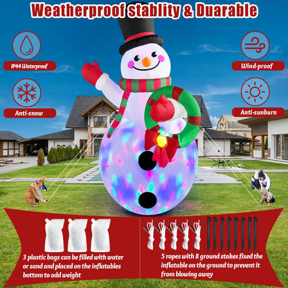 Danxilu 20 FT Tall Christmas Inflatables Snowman Built-in Rotating LED Lights Outdoor Decorations, 20 Foot Giant Snowman with Blower Blow Up Yard Decoration for Home/Lawn/XmasParty/Parks/Squares