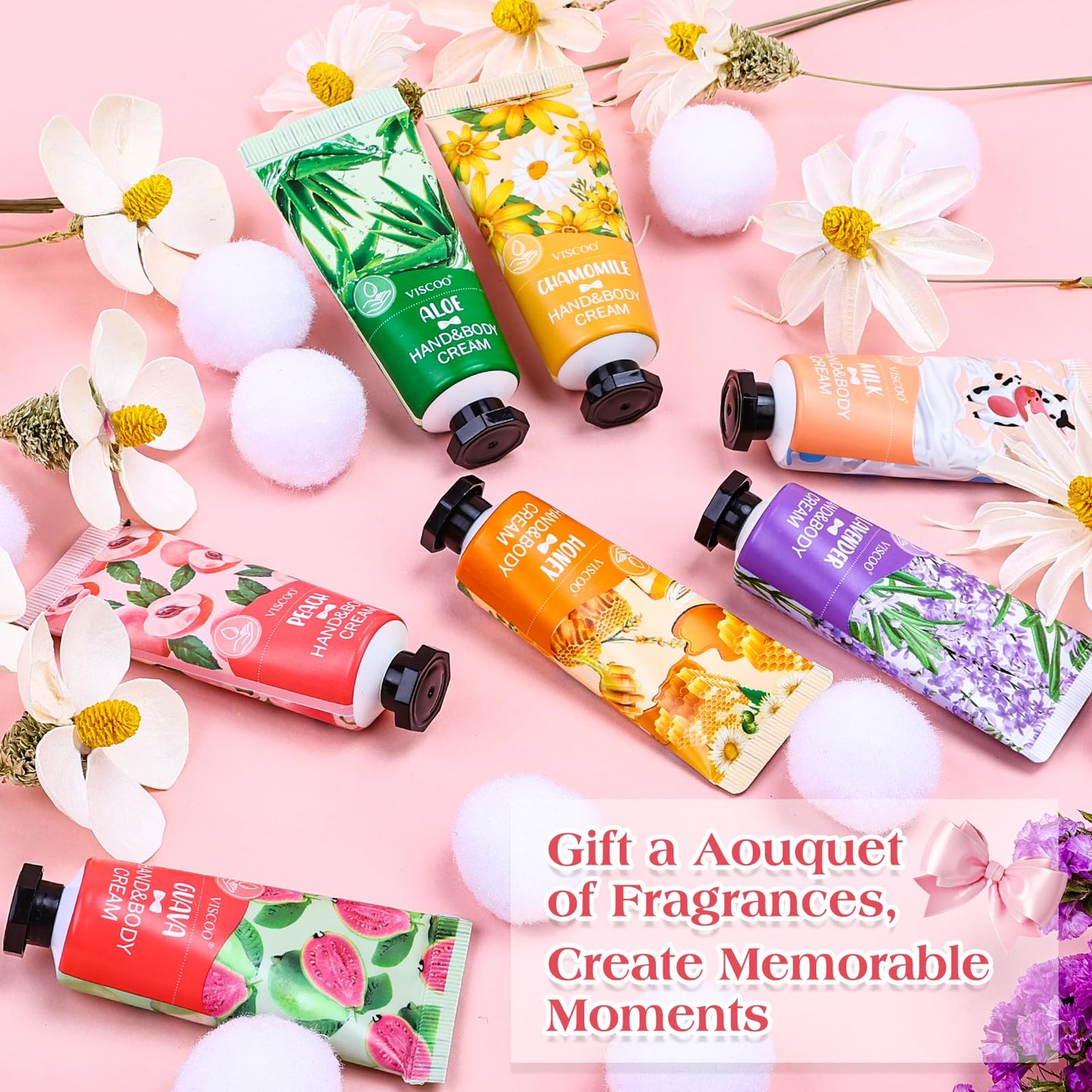 VISCOO 7 Pack Hand Cream Gifts Set for Women,Stocking Stuffers for Women,Teengirls,Christmas Gifts Bulk Gifts,Small Gifts,Mini Moisturizing Hand Lotion Travel Size in Bulk for Dry Cracked Hands
