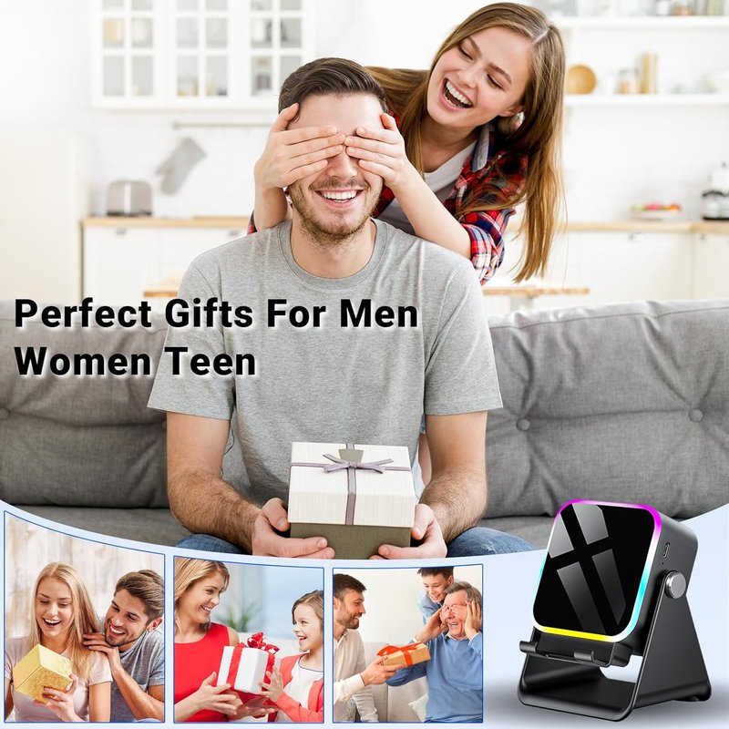 Induction Speaker - 5-in-1 Wireless Bluetooth Audio with Phone Stand & Colorful Light | Rechargeable for iPhone & Android (Black)