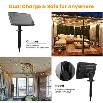 Bdrofn 100FT Solar String Lights Outdoor Waterproof, Solar Patio Lights with Remote Control & 30+2 Dimmable ST38 Edison Bulbs Shatterproof,Solar Powered String Lights for Outside Garden Backyard