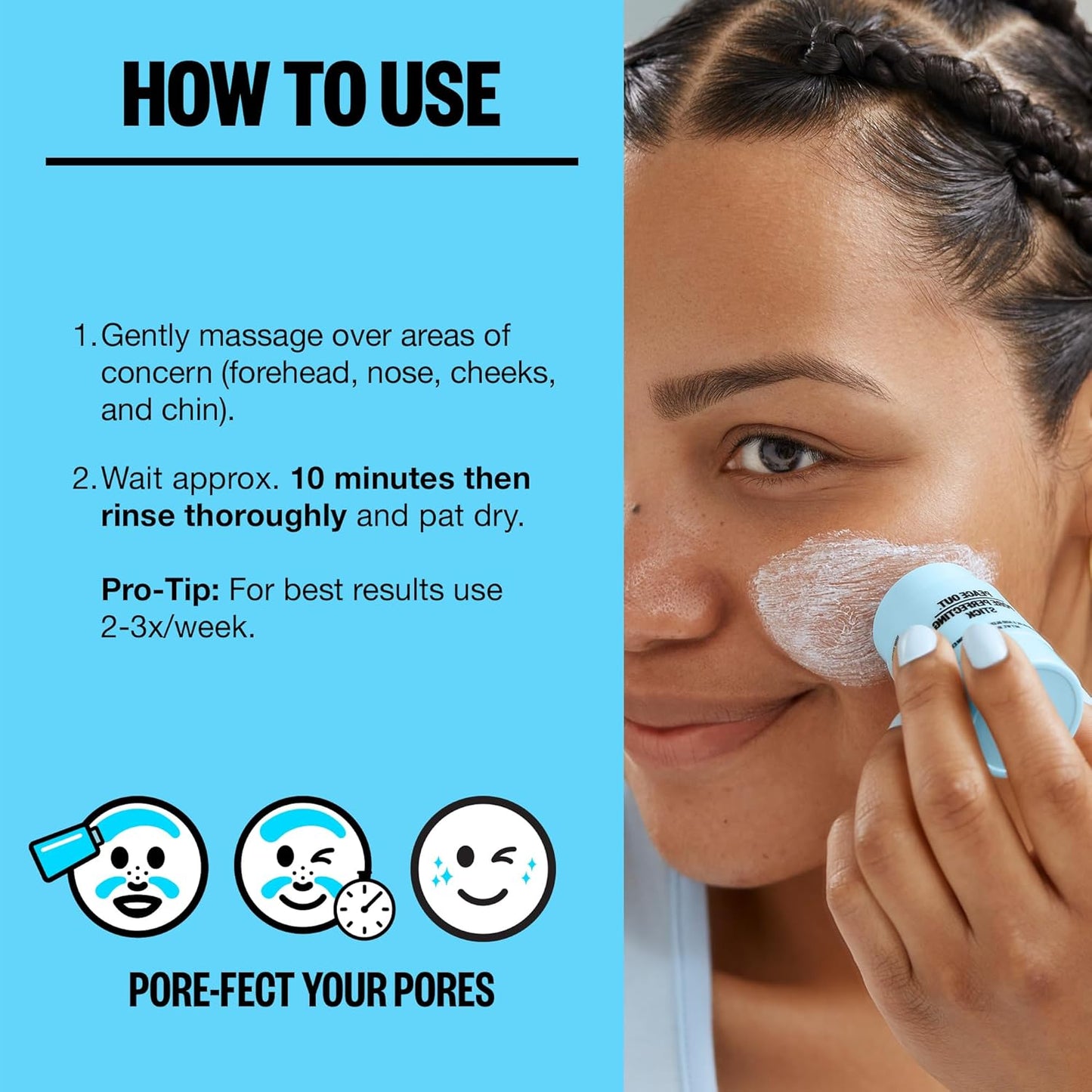 PEACE OUT Pore Perfecting Stick Acne Solution & Blackhead Remover, Glycolic Acid & Salicylic Acid Cleanser, Works Like a Face Wash, Skincare Facial Cleanser & Exfoliating Facial Scrub, 15g /0.53oz