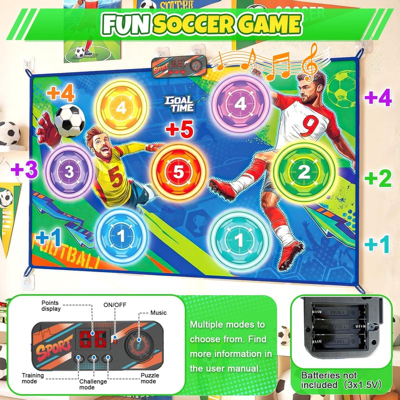 Electronic Soccer Game Toy Set for Kids, Soccer Trainer, Soccer Ball Game Outdoor Indoor Soccer Training Game with Scoring, 2 Soccer & 3 Modes, Soccer Robot Toys Gifts for 3-12 Years Old Boys Girls