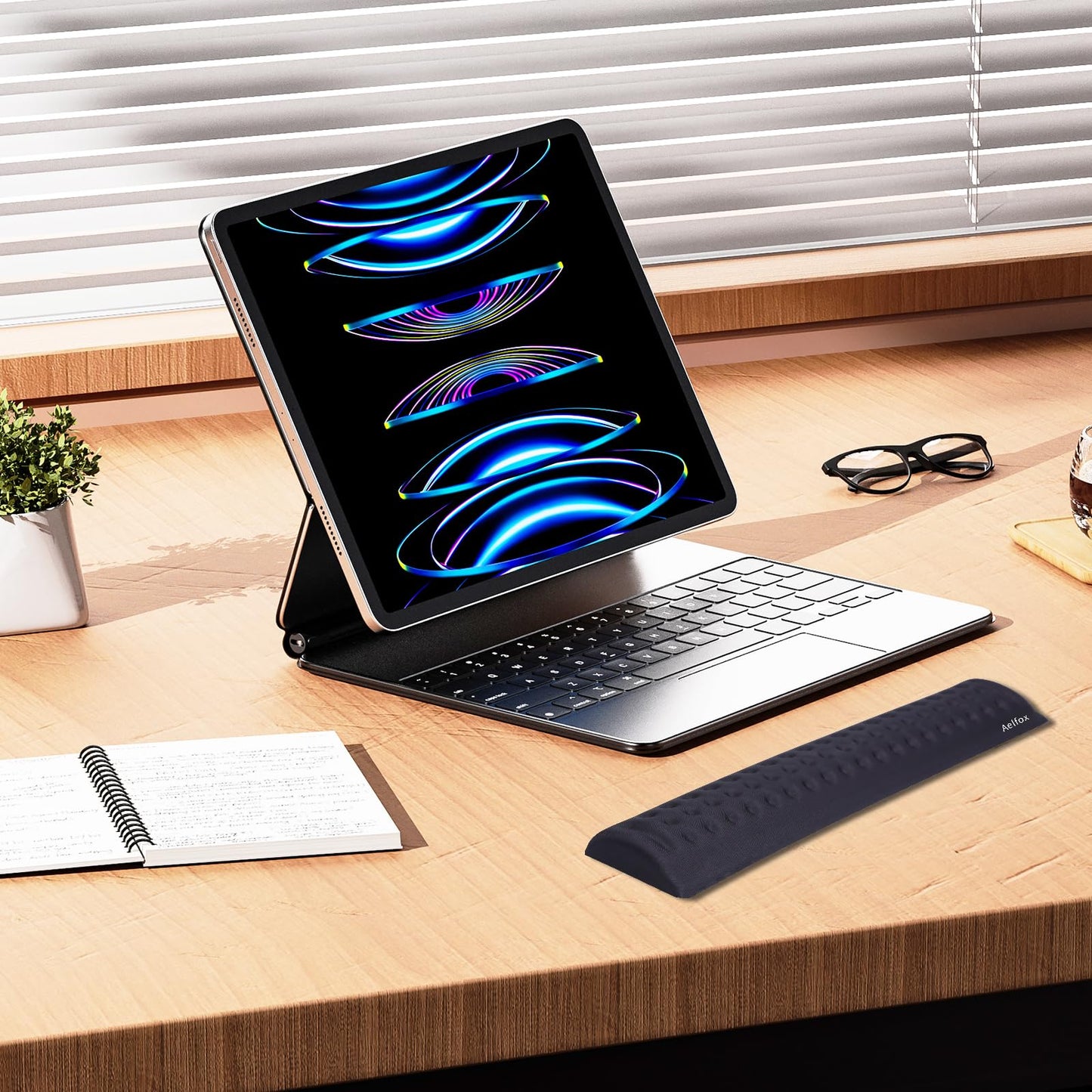 Aelfox Keyboard Wrist Rest for Laptop, Ergonomic Laptop Wrist Pad Wrist Support for Slim 87 Key Gaming Keyboard/Computer/Mac (14.17 x 2.32 x 0.7 Inch)