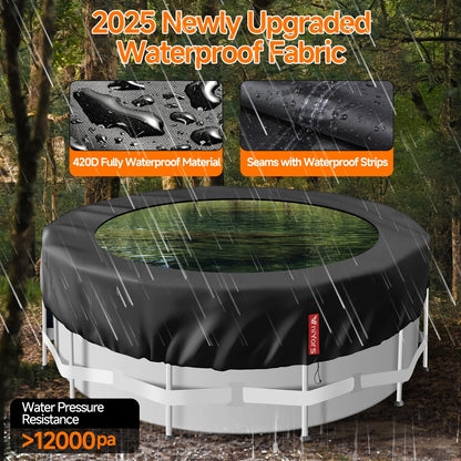 VniYors 18ft Pool Cover, Heavy-Duty Swimming Pool Cover, Paddling Pool Cover, Waterproof Dustproof Pool Solar Cover with Drawstring And Ground Nails