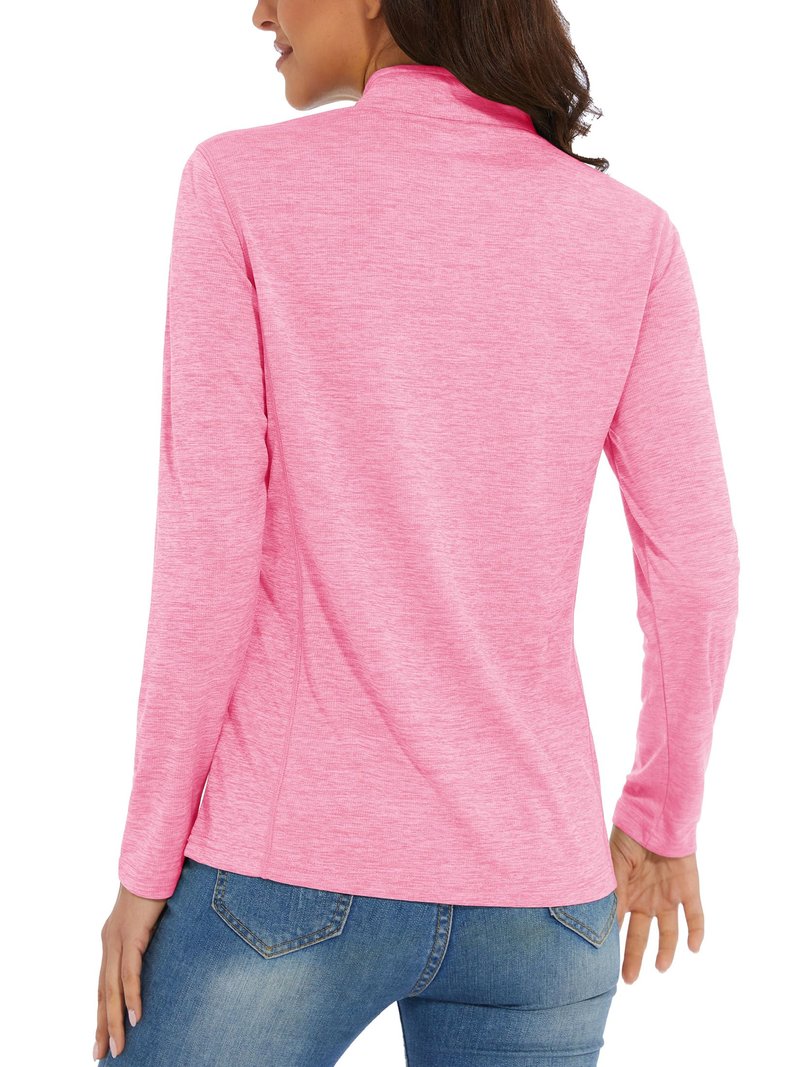 MAGCOMSEN Long Sleeve UV Shirts for Women Summer Shirts Workout Tops Running Shirts Golf Shirt Athletic Shirts Pink M