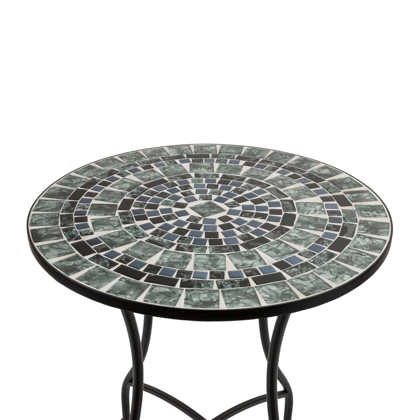 Alpine Corporation Indoor/Outdoor Marbled Glass Mosaic 3-Piece Bistro Set Folding Table and Chairs Patio Seating