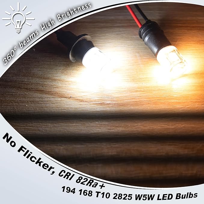 194 LED RV Ceiling Dome Light Bulbs 6000K White Super Bright T10 921 922 912 168 LED Bulbs Replacement for Car Camper Interior Map Door Courtesy License Plate Lights, AC/DC 12-24 Volt, 2 Pack