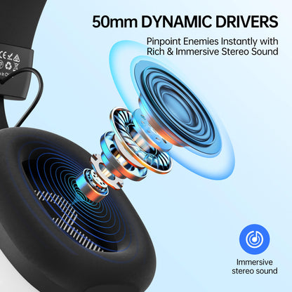 CASLSI Gaming Headsets with Mic for Xbox,PS4,PS5,Switch,PC,7.1 Surround Sound Gmaing Headphones with Noise Cancelling Microphone,50MM Dynamic Drivers, 3.5MM Audio Jack-White