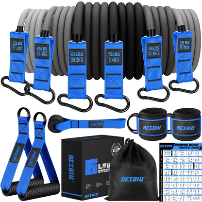 Heavy Exercise Bands Resistance Bands Set for Working Out, 300lbs Fitness Workout Bands with Handles, Door Anchor, Leg Ankle Straps, Home Gym Workout Equipment for Men Strength Training Stretching