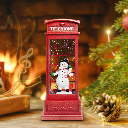 Christmas Snow Globes, 10" Snowman Christmas Glitter Lantern with 8 Songs, 6H Timer Battery & USB Powered Music Box for Christmas Table Decorations