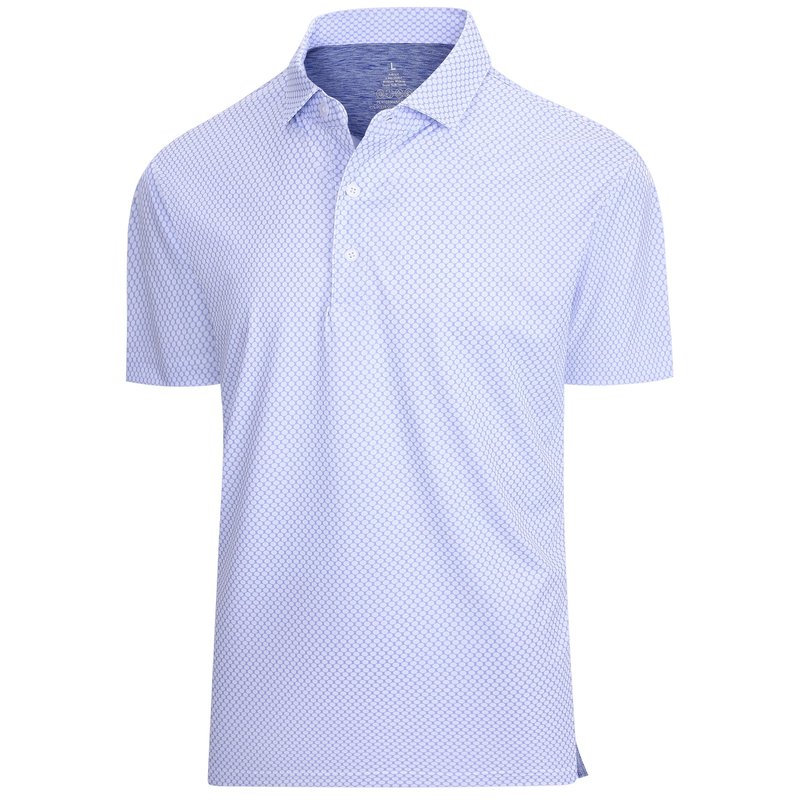 Esabel.C Mens Golf Shirts Print Moisture Wicking Short Sleeve Performance Dry Fit Stretch Active Polo Shirts for Men,BlueWhiteRing,XL
