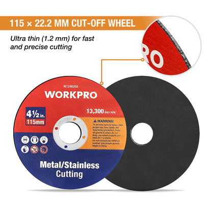 WORKPRO Cut Off Wheels 20-Pack, 115mm Metal and Stainless Steel Cutting Wheel, 1.2mm Thin Metal Cutting Discs for Angle Grinder