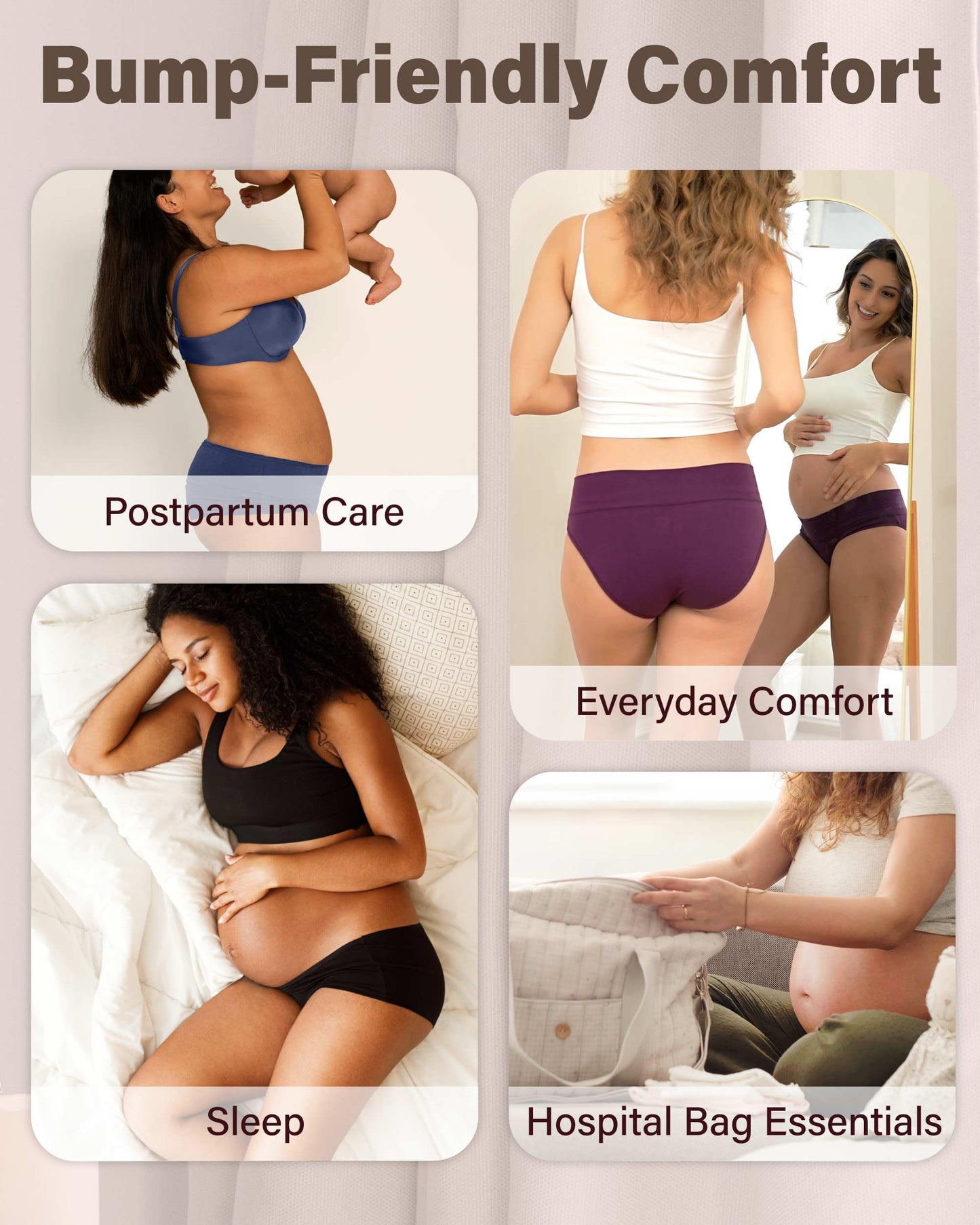Intimate Portal Maternity Knickers Pregnancy Underwear After Birth Foldable Under Bump Pants 6-Pk Epitome L