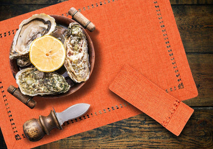 Grelucgo Set of 6 Orange Table Placemats for Halloween Thanksgiving Fall Autumn Holidays, Rectangular 12 by 18 Inch