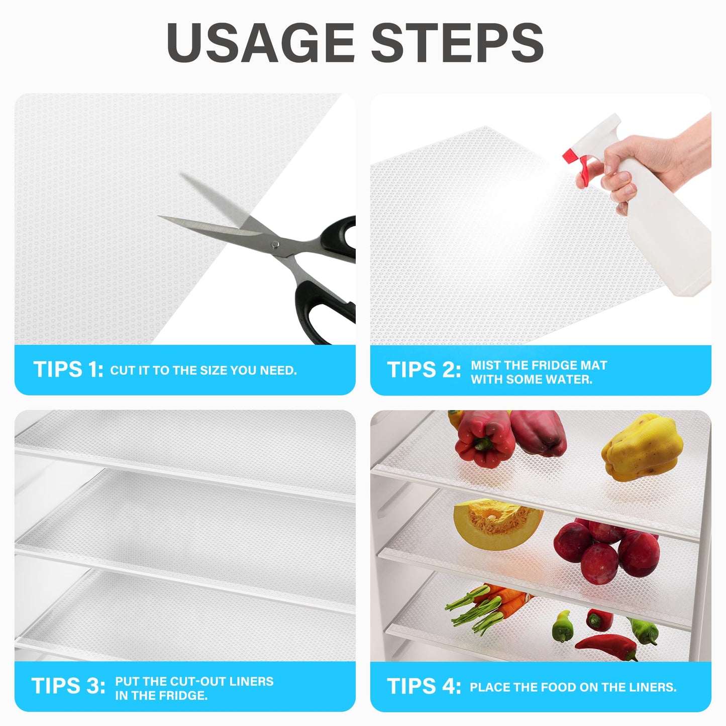 Login Life 12 Pcs Refrigerator Liners for Glass Shelves Washable and Cuttable，Waterproof Oilproof，Suitable for Non-Adhesive Shelf or Drawer Liner，Easy to Clean, Ideal Household Essentials