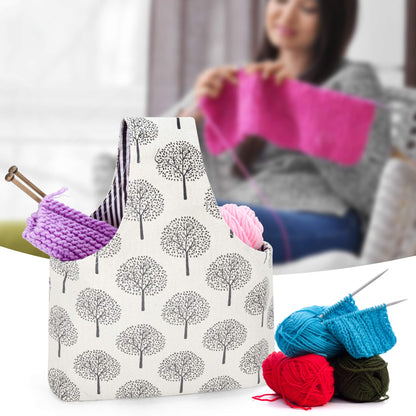 Teamoy Knitting Tote Bag, Travel Project Wrist Bag for knitting Needles(up to 11 Inches), Yarn and Crochet Supplies, Multipurpose, Perfect Size for Knitting on The Go (Small, Tree)