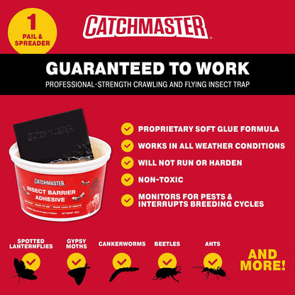 Catchmaster Insect Barrier Kit for Trees -Outdoor Insect Glue Traps for Ornamental Plants, Shrubs & Trees - DIY Beetles, Lanternflies, Cankerworms, Gypsy Moth & Ant Traps - Includes Spreader
