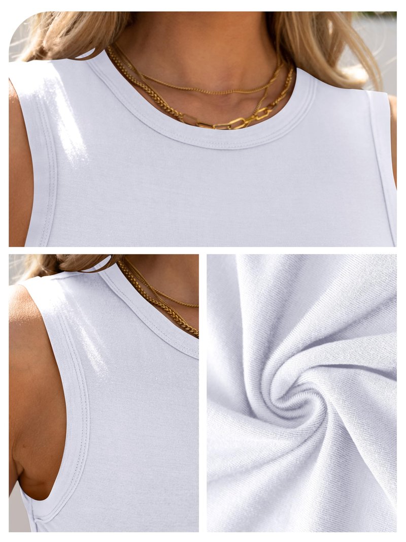 ANRABESS Womens High Neck Tank Tops Stretchy Sleeveless Racerback Sexy Slim Fit Basic Tee Shirts Y2K Trendy Summer Outfits White Medium