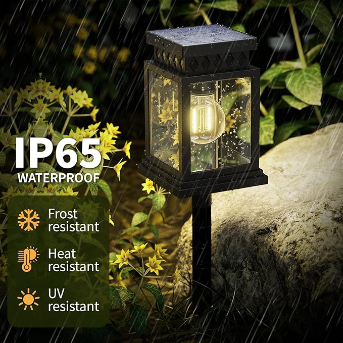 Solar Pathway Lights Outdoor for Pathway Garden Yard Patio Driveway, Solar Walkway Lights Auto On/Off, Warm White, Up to 8H Lighting (8 Pack)