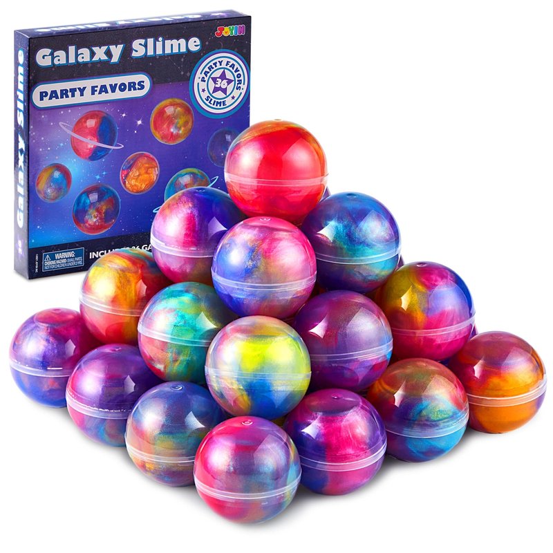 JOYIN Slime Party Favors, 36 Pack Galaxy Slime Ball- Stretchy, Non-Sticky, Mess-Free, Stress Relief, and Safe - Toys for Girls and Boys - Easter, Classroom Reward, Party Supplies, Valentines