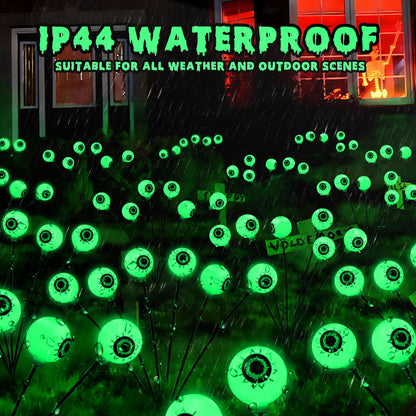 Brizled Solar Halloween Lights, 2 Pack Total 12 LED Green Halloween Eyeball Lights, 2 Modes Outdoor Green Eyeball Light, Swaying Outside Scary Pathway Light Waterproof for Garden Yard Lawn Path Decor