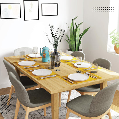 Encasa Ribbed Table Placemats (Set of 6) - Ladder Yellow | 46x32 cm | Over 20 Modern Colors & Woven Designs - Washable Cloth Place Mats