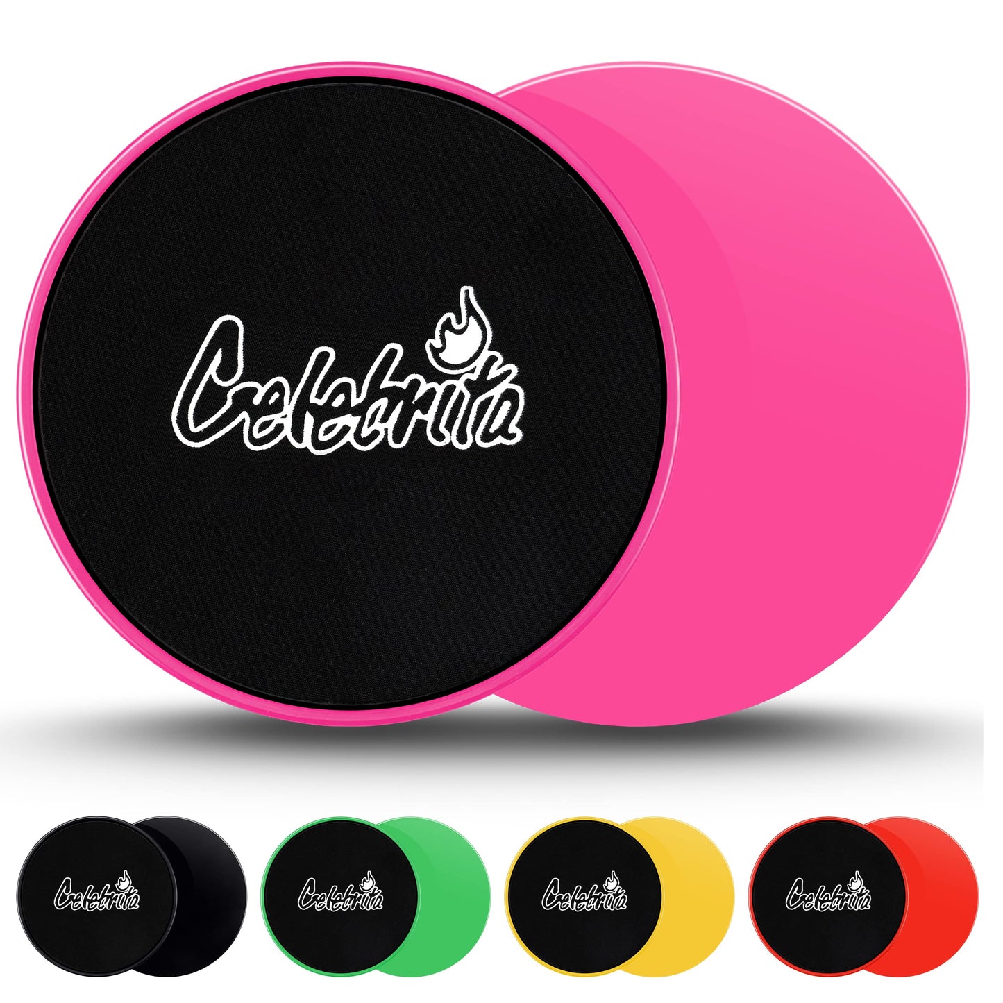 Celebrita Pair of Gliding Discs Core Sliders Ab, Back, Hip, and Leg Exercise Gear for Gym, Home, Yoga, Pilates | Strengthen Abdomen, Burn Fat, Improve Balance (Pink)