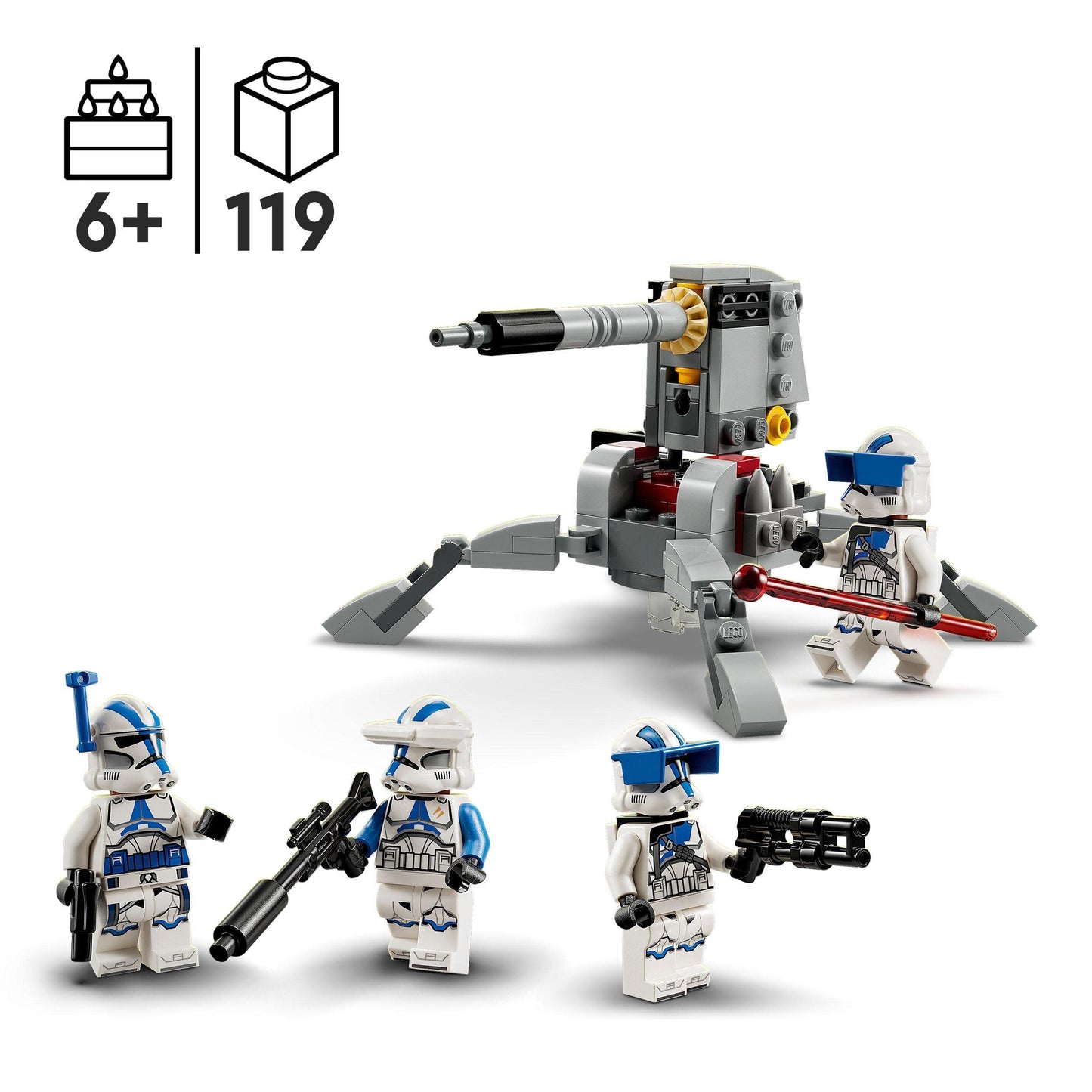 LEGO Star Wars 75345 501st Clone Troopers Battle Pack Set - Collectible Building Toy with an AV-7 Cannon & 4 Minifigures - Gift for 6+ Year Old Boys & The Clone Wars Fans