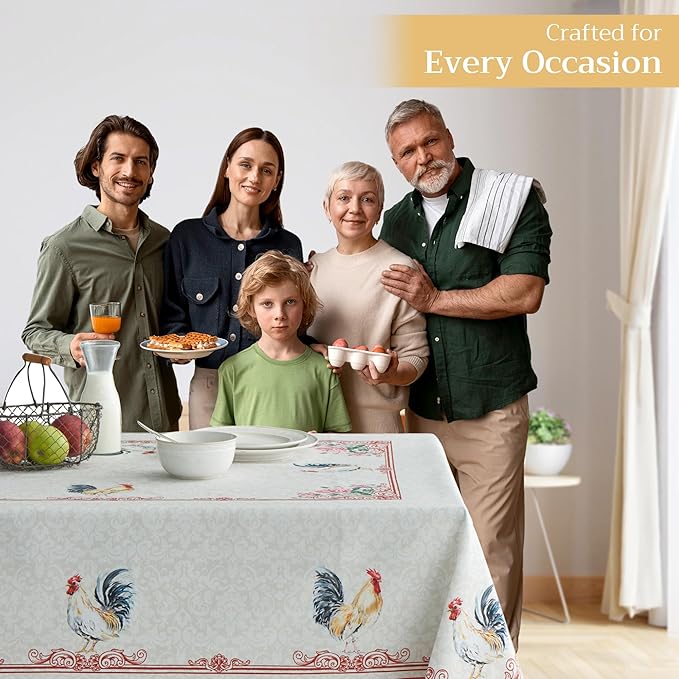 Maison d' Hermine Table Cloth Square Table 100% Cotton 54 x 54 Inches Tablecloth Reusable Decorative Everyday Use for Dining Room, Farmhouse, Home, Party, Festive & Wedding Spring Summer - Campagne