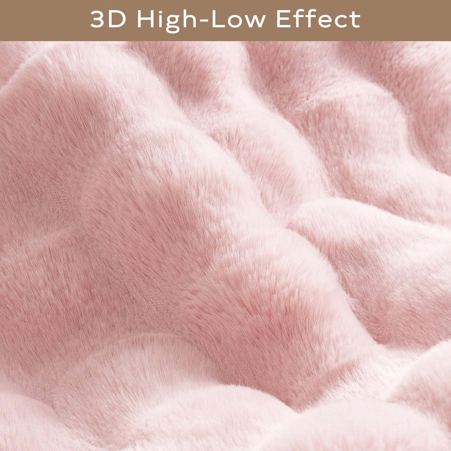Ashler Faux Rabbit Fur Rug, Pink 2x6 FT Fluffy Soft Runner Area Rugs, Rectangle Fuzzy Carpet for Living Room, Bedroom, Machine Washable Shaggy - 3D Bubble Rug,