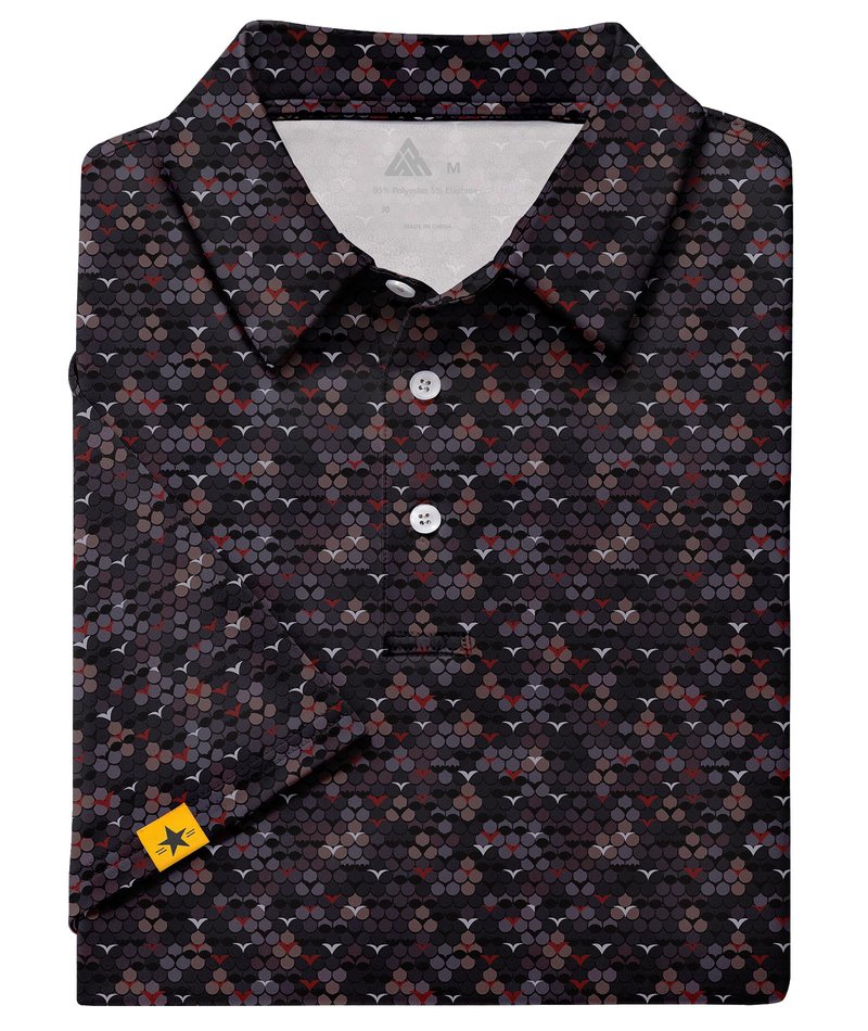 ZITY Mens Golf Polo Shirts Short Sleeve UPF 50+ Performance Moisture Wicking Print Pattern Casual Collared Golf Shirt for Men Wine Red X-Large