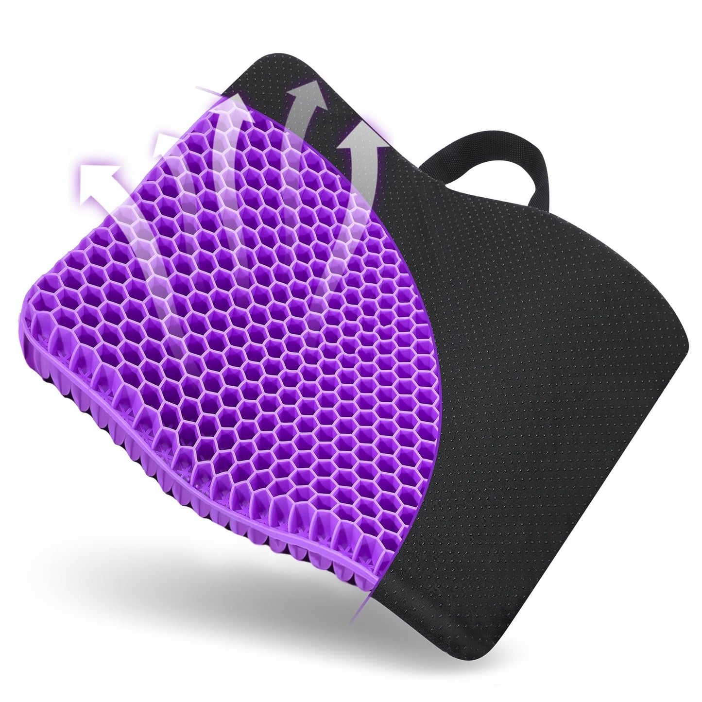Fzitiy Gel Seat Cushion, for Long Sitting -Double Thick Gel Seat Cushion Breathable Honeycomb Chair Cushion with Non-Slip Cover for Office Chair Car, Wheelchair, Long Trips,Relief Sciatica Pain