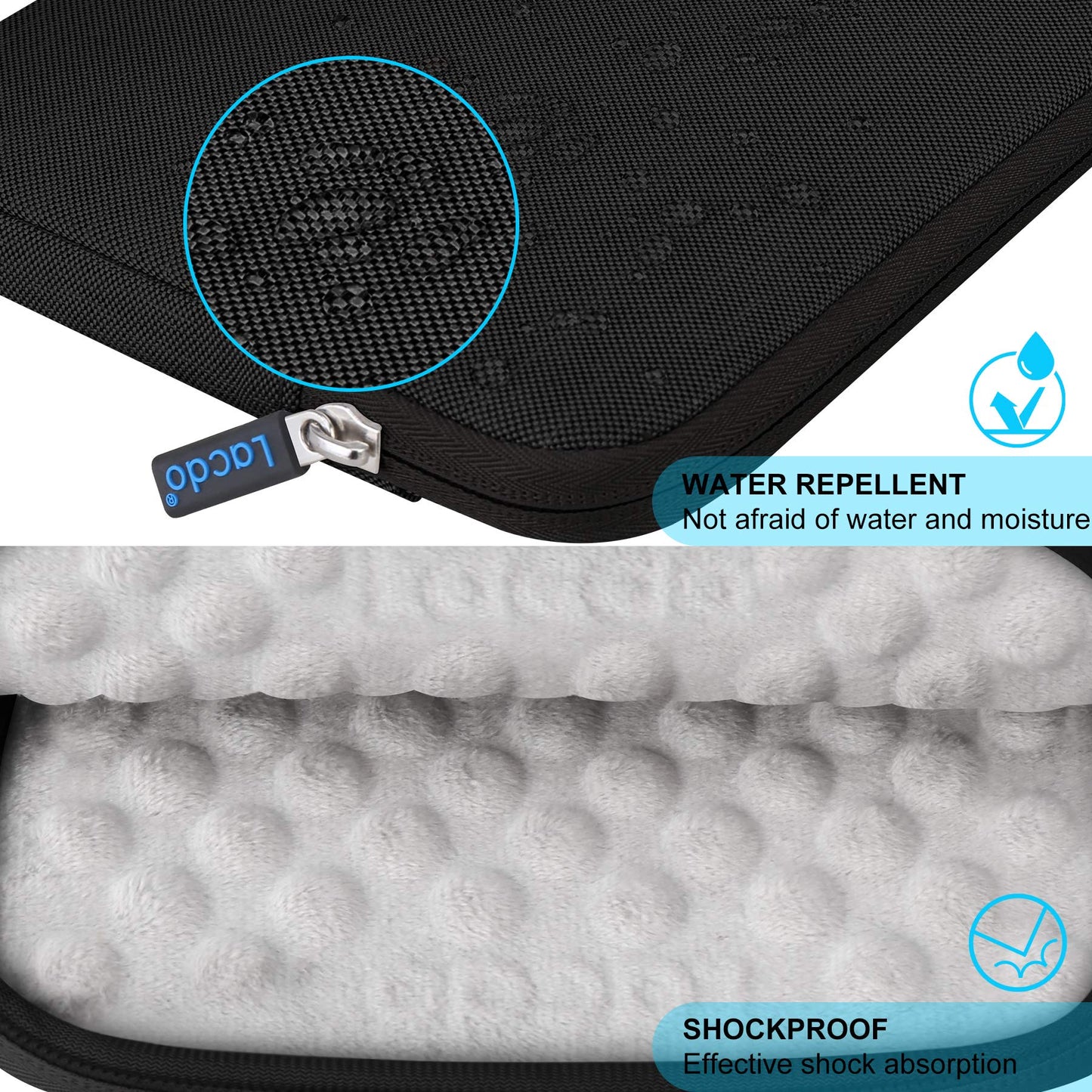 Lacdo Shockproof External CD DVD Hard Drive Sleeve Bag Pouch for Burner Player Writer Blu-Ray Apple USB SuperDrive, VersionTech/Asus/Dell/LG/HP Portable Protective Storage Carrying Case,Black