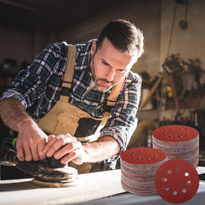 60Pcs Sanding Discs Pads, AUGOLA Hook and Loop 40 60 80 100 120 150 180 240 320 400 Mixed Grits 125mm Sandpaper Sheet for Random Orbital Sander, 8-Holes