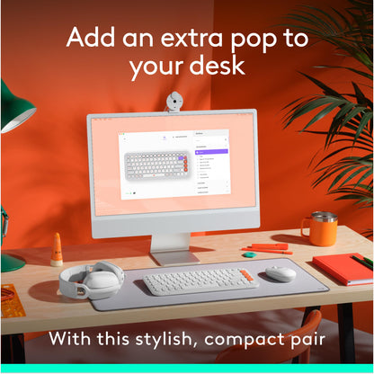 Logitech POP ICON Keys Wireless Bluetooth Keyboard, Comfortable Typing, Programmable Keys, Easy-Switch Between up to 3 Devices, for Laptop, Tablet, PC – Rose and Off-White