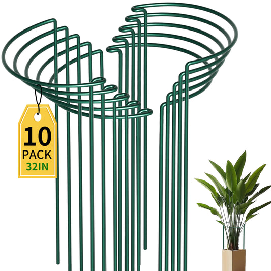 TCBWFY 14" Dx32 H Plant Supports Stakes for Large Heavy Plants,10Pack Peony Supports,Heavy Duty 5mm Wire Peony Cages,Interlock Garden Supports Ring Border Support,Plant Support Cage for Rose Flower