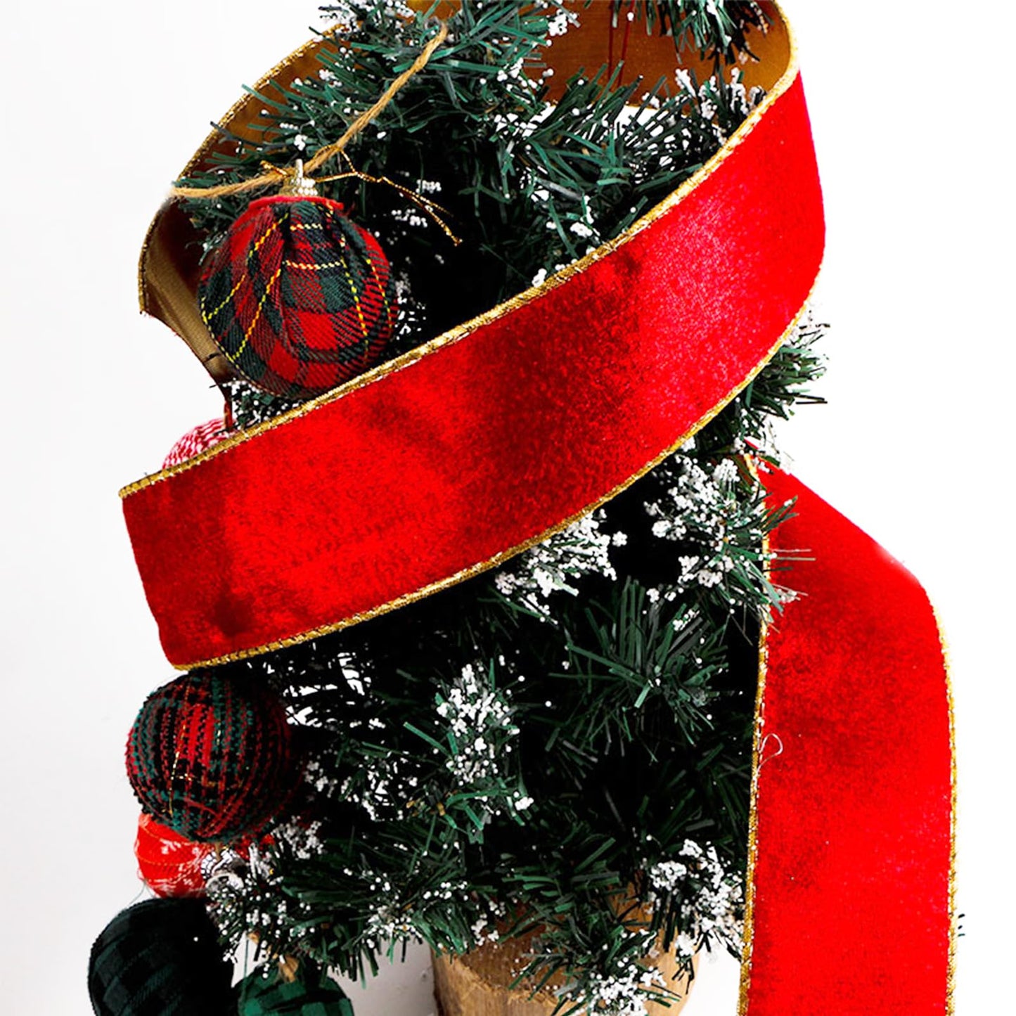 Red Wide Velvet Ribbon Wired for Christmas Tree, Garland, Wreath, 2.5 Inch 5 Yards